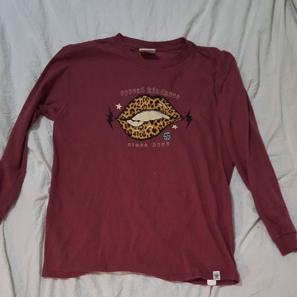 Simply Southern Maroon Long Sleeve with Leopard Graphic